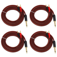 4st 1/4 TS Naar Banana Plug,6.35Mm TS Phono Naar Banana Plug Speaker Audio Kabel, Vergulde 1/4 TS Male Naar Dual Banana (1.5M)