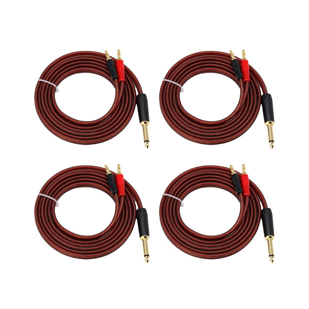 4Pcs 1/4 Ts To Banana Plug,6.35Mm Ts Phono To Banana Plug Speaker Audio Cable,-Plated 1/4 Ts(1.5M) Gold 6032948302100