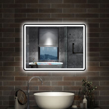 60x80cm black bluetooth led bathroom mirror dimmable
