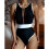 Γυναικείο ολόσωμο μαγιό σε χρώμα μπλοκ με πλήρη κάλυψη και έλεγχο της κοιλιάς, 2