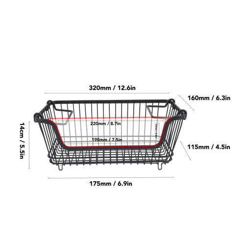 Open Front Wire Storage Bin for Freezers Stackable with Foldable Handle 15L 1