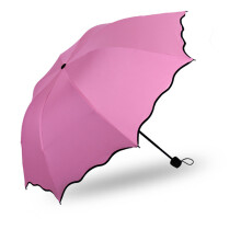 Travel Umbrella 3-Fold Blooms Waterproof Windproof Compact Sunshade Black, 300g