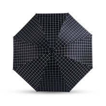 Ombrello a tre pieghe con 8 costole, nero, portatile, 98x61 cm