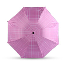 Tragbarer pinker Dreifach-Faltregenschirm 8 Speichen winddicht kompakt 98x61cm