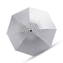 Ombrello pieghevole a tre pieghe con 8 costole, bianco, 98x61 cm