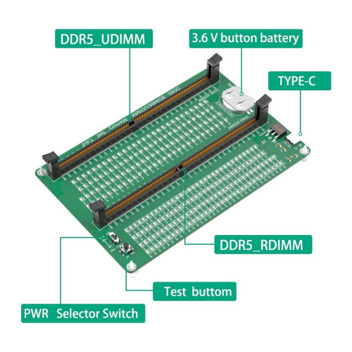 DDR5 Memory Tester PCB with LED Indicator for DDR5 R/DIMM U DIMM Modules 2