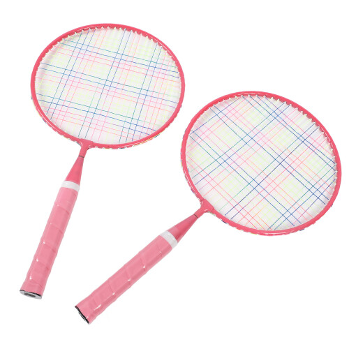 Set di racchette da badminton rosa per bambini con 3 volani 1
