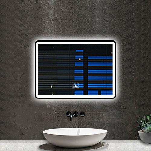 Bluetooth led bathroom mirror 60x80cm black