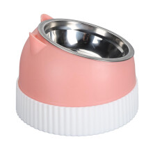 Ciotola rialzata per gatti, inclinata di 15, alimentatore lento, rosa, 17x12 cm