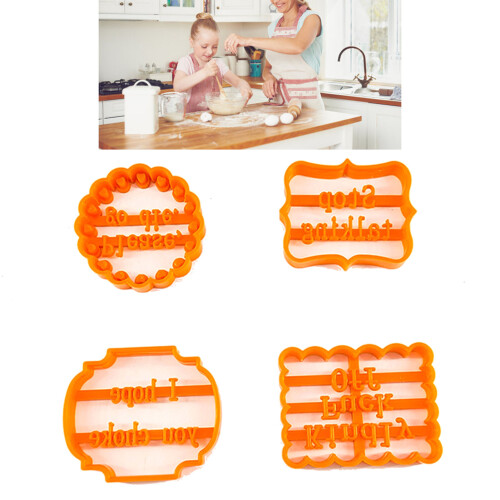 4Pcs Funny Cookie Cutters Set, Plastic Biscuit Moulds for Home Baking 2