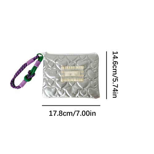 Silver Embossed Cosmetic Pouch Envelope-fluorescent green 1