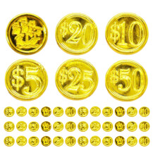 144Pièces Pièces De Jeu Pirate Dorées Plastiques Pour Chasse Et Décor