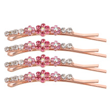 2Pairs Pink Floral Hair Accessories Metal Bobby Pins for Wedding Party