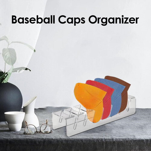 2Pcs Acrylic Cap Organizer Rack 14 Hat Storage Holder Black/ Clear 1