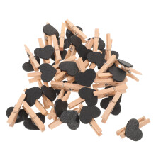 150Pcs Black Mini Wooden Heart Pegs Nonslip Clips for Hanging Laundry