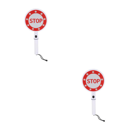 2Pcs Lightweight Double-Sided LED Traffic Stop Paddle Safety Baton 2