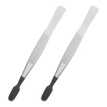 2Pcs Silver Stainless Steel Aquarium Tweezers for Fish Tank Plant Care
