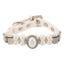 Cute White Pearl Dog Collar Rhinestone Crystal Adjustable Necklace