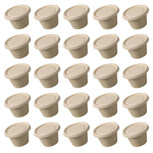150Pcs Eco Friendly Khaki Paper Pulp Condiment Cups Lids 1