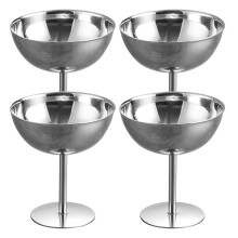 4Pcs Durable Silver Stainless Steel Footed Dessert Cups for Family
