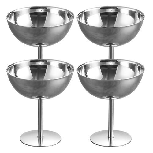 4Pièces Coupelles Inox Élégantes Argentées Pour Desserts Sauces