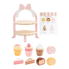 1Ensemble Jouet En Bois Rose Pour Jeu De Cuisine Et Goûter