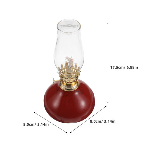 Rote Retro Öl-Lampe Keramik Mit Laterne Windfest Indoor 2