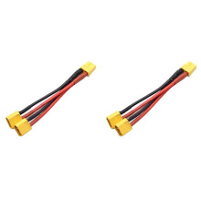 2X XT60 Parallel Battery Connector 1 Female to 2 Male Cable Dual Extension Y Splitter 14AWG Silicone Wire for RC Battery