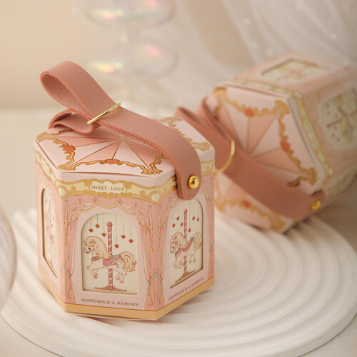 Premium Brown Wrapping Paper Gift Box Handcrafted Designs-Pink 2