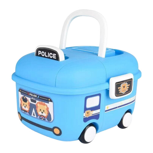 Plastic Toy Organizers Bin With Wheels Safety-Sky Blue large