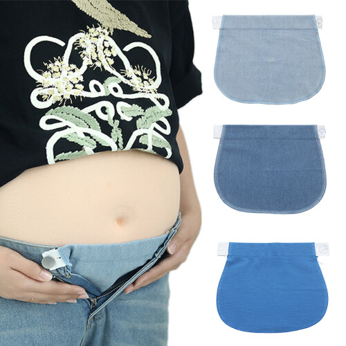 Pantalon de maternité réglable, extension de taille, tissu-gris 2