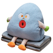 Coussin de bureau en peluche avec couverture amovible et-Bleu