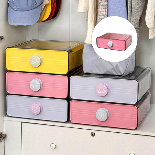 Stackable Underwear Organizers Clear PET-16 squares pink model 1