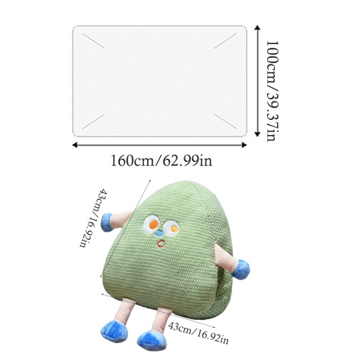 Cartoon Triangular Plush Pillow with Builts In Washable-Green 1