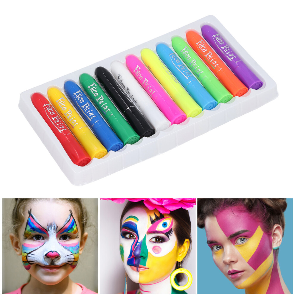 Dark Glow In Face Paint Crayons 12 Colors 10G X 12 For Kids Adults