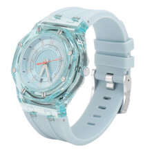 Kinder Blau Wasserdichte Quarzuhr mit Leuchtzifferblatt, Gummiband
