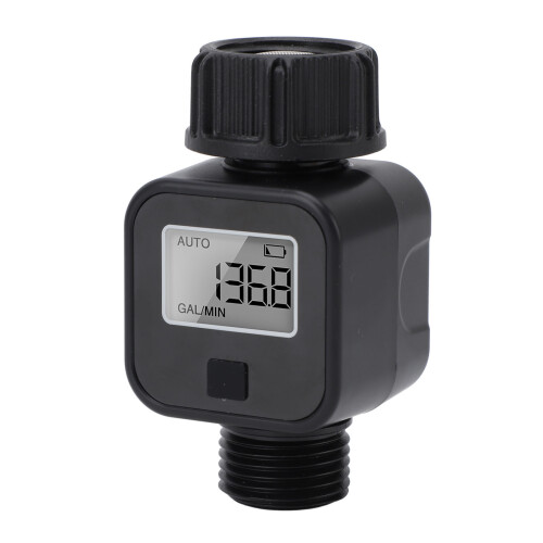 3/4 Inch Water Flow Meter LCD Display, 45.5L/min, 99999L Range 1