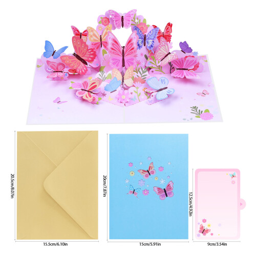 Carte pop-up papillon faite à la main avec un espace de message 2