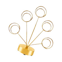 5 Branch Photo Card Holder Tree With Adjustable-Gold round