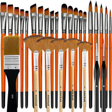 28PCS Watercolor & Gouache Paint Brush Set, Nylon Hair, Multiple Styles