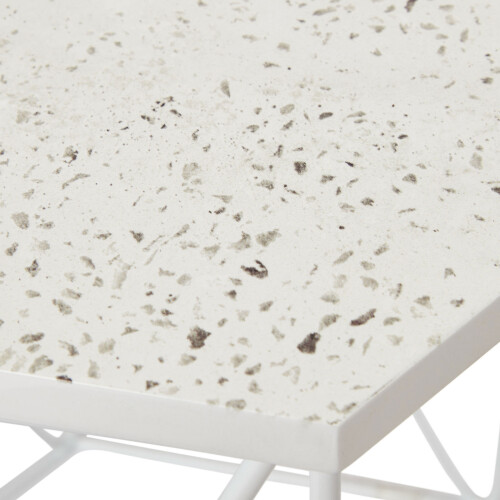 Side Table White Marble Effect Living Room Bedside Sofa Modern Set Of 2 2