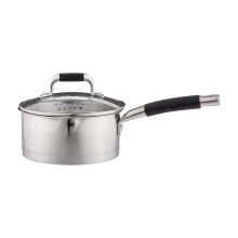 Sauce Pan Stainless Steel Tempered Glass Lid Non Stick Pot Induction Safe 20cm