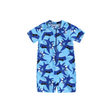 (4-5 Years, Blue) Maillot de bain une pièce pour petits garçons, manches courtes, motif animaux, protection solaire