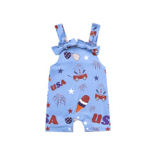 (18-24 Months, Blue) Dívčí letní overal bez rukávů s potiskem, kalhoty na kšandy pro batolata