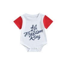 (6-12 Months, Red) Combinaison d'été bébé garçon ou fille, décontractée, imprimé lettres, manches courtes.