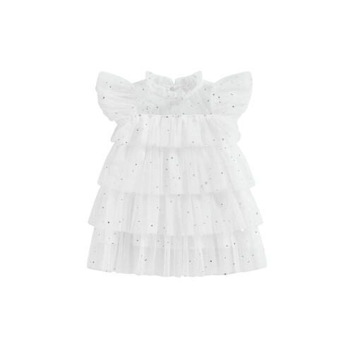 (12-18 Months, White) Φόρεμα νήπια κορίτσια με τούλι.