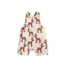 (12-18 Months, Light Apricot) Baby Mädchen Jumpsuit mit Trägern, sommerlich, lässig, Elch-Print, ärmellos, für Kleinkinder