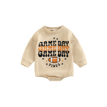 (3-6 Months, Khaki) Combinaison bébé fille/garçon à imprimé rugby, col rond et manches longues, body décontracté printemps/automne