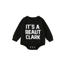 (6-12 Months, Black) Combinaison de Noël pour bébé (fille ou garçon) avec imprimé de lettres et manches longues.