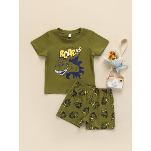 (120, Army Green) Παιδικά Αγόρια Καλοκαιρινά Στρογγυλή Λαιμόκοψη 1